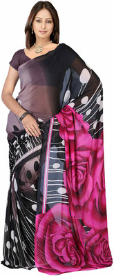 

Jaipur Kurti Printed Daily Wear Georgette Saree(Black)