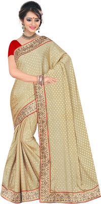

Khushali Self Design, Embellished Fashion Jacquard Saree(Beige)