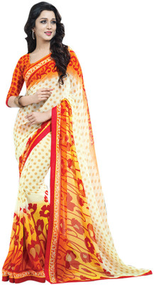 

Saara Geometric Print Daily Wear Georgette Saree(White)
