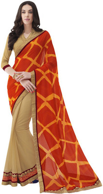 

Desi Butik Embroidered Fashion Georgette Saree(Orange, Beige), Beige;orange