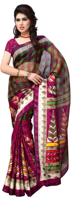 

JTInternational Printed Fashion Handloom Art Silk Saree(Multicolor), Green;maroon