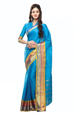 Sunaina Plain Chettinadu Cotton Saree(Multicolor)
