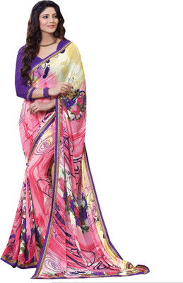 

Parisha Printed Fashion Georgette Saree(Pink)