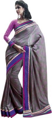 Vishal Printed Fashion Satin Saree(Grey)