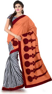

Weavedeal Embellished, Embroidered Bollywood Cotton, Chanderi Saree(Orange)