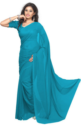 

Surupta Solid Fashion Georgette Saree(Blue), Sea blue