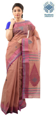 

Tantuja Self Design Tangail Handloom Cotton Saree(Brown)