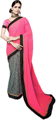 

Vandv Shop Printed Fashion Handloom Georgette Saree(Pink)
