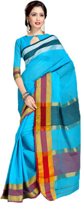 

Ishin Woven Fashion Cotton Saree(Blue), Blue & yellow