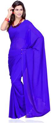

Surupta Solid Fashion Handloom Pure Georgette Saree(Blue), Dark blue