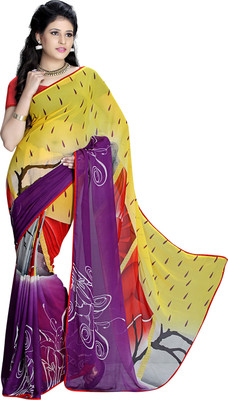 

Khoobee Self Design, Printed Fashion Georgette Saree(Yellow, Multicolor), Multicolor;yellow