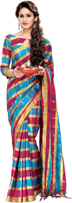 Ishin Printed Fashion Cotton Saree(Multicolor)