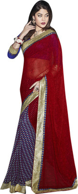 Saara Printed Fashion Georgette Saree(Red)