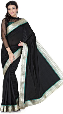 

Vivid India Solid Fashion Art Silk Saree(Black, Silver)