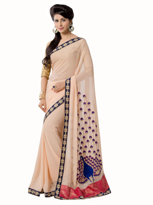 

Manthan Embroidered Daily Wear Georgette Saree(Pink), Peach