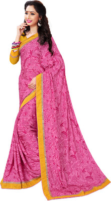 

Khoobee Self Design, Printed Fashion Crepe Saree(Pink)