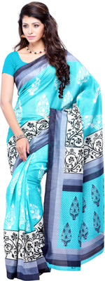 JTInternational Printed Fashion Art Silk Saree(Blue, Grey), Multicolor