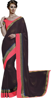 

Ewows Embroidered Fashion Georgette Saree(Brown)