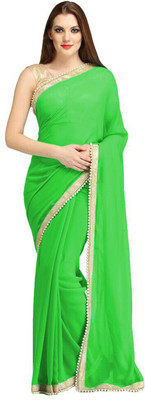 

Fashiondeal Plain Bollywood Georgette Saree(Green)
