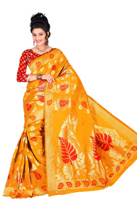 

Weavedeal Embellished Kanjivaram Handloom Silk Cotton Blend Saree(Gold)