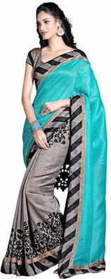 

Dancing Girl Printed Bhagalpuri Art Silk Saree(Blue, Black)