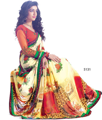 

Indianbeauty Self Design, Printed Bollywood Pure Georgette Saree(Multicolor)