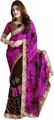 

Manthan Embroidered Daily Wear Georgette Saree(Pack of 2, Pink, Brown)
