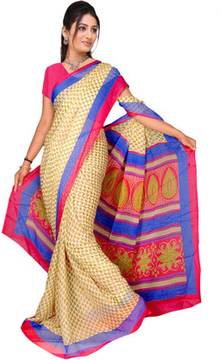 

Khoobee Self Design, Printed Fashion Chiffon Saree(Beige, Multicolor)