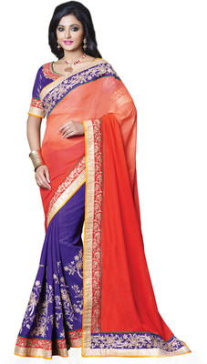 

Saara Self Design, Solid Fashion Georgette Saree(Purple, Red)