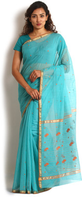 

Kasturi-B Swadeshi Karigari Striped Chanderi Handloom Chanderi Saree(Blue)