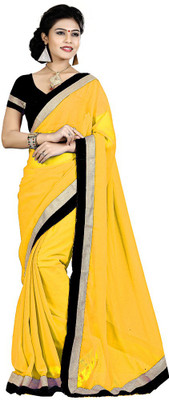 

Indian Wear Online Solid Fashion Chiffon Saree(Yellow)