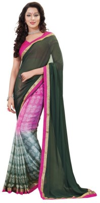 

Manthan Printed Daily Wear Chiffon Saree(Green), Mahendi green