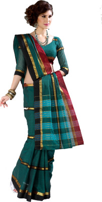 

Ishin Printed Fashion Cotton Saree(Green)