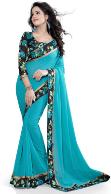 

Indianbeauty Self Design, Solid, Printed Bollywood Chiffon Saree(Light Blue)