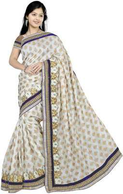 

Asha Fashion Embroidered Bollywood Viscose Saree(White)