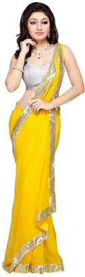 

Dancing Girl Plain Bollywood Georgette Saree(Yellow)