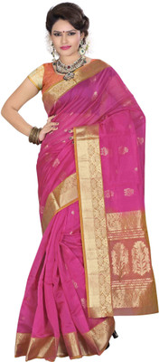 

Indianhandloom Woven Coimbatore Silk Cotton Blend Saree(Pink)