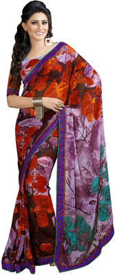 

Khoobee Printed Fashion Georgette Saree(Red, Multicolor), Multicolor;red