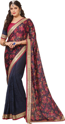 

Saara Embroidered Fashion Lycra Saree(Blue, Red), Lycra(digital print) & net