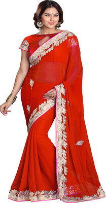

Sourbh Sarees Self Design Fashion Chiffon Saree(Red)