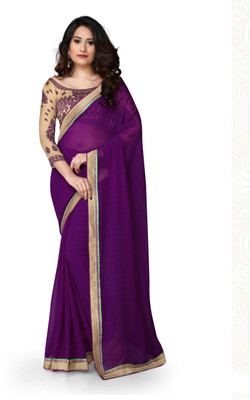 

Indianbeauty Solid Fashion Chiffon Saree(Purple)
