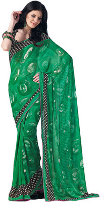 

Party Wear Dresses Printed Fashion Pure Chiffon Saree(Green)