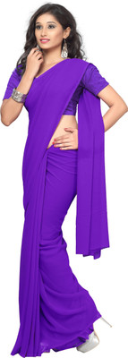 

Surupta Solid Daily Wear Pure Georgette Saree(Purple), Dark purple