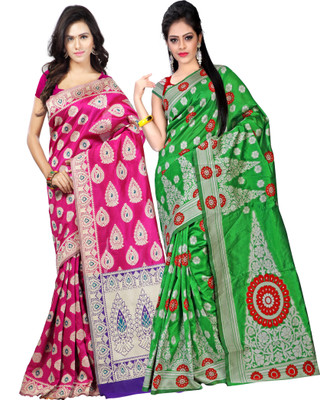 

Weavedeal Embellished Kanjivaram Silk Cotton Blend Saree(Pack of 2, Multicolor)