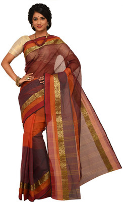 

Sangam Kolkata Embellished Fashion Handloom Cotton Saree(Orange)