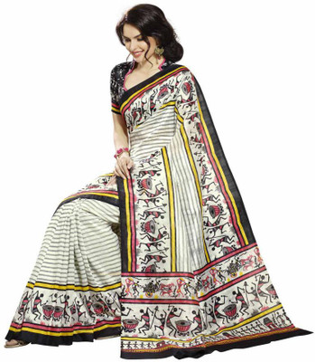 

Vipul Printed Bhagalpuri Art Silk Saree(White)