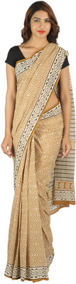 

Khatri Creations Printed Daily Wear Handloom Cotton Saree(Brown)