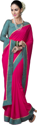 

Parisha Embroidered Fashion Georgette Saree(Pink), Dark pink