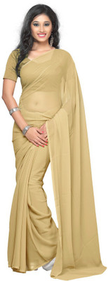 

Surupta Solid Fashion Georgette Saree(Pink), Dark cream