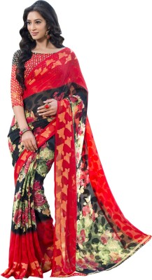 

Parisha Printed Daily Wear Georgette Saree(Red, Black)